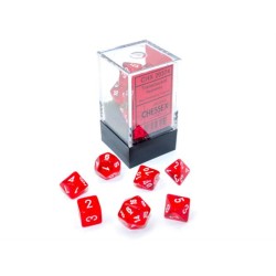 Chessex - Set 7 Dadi Poliedrici Mini - Translucent Red/White